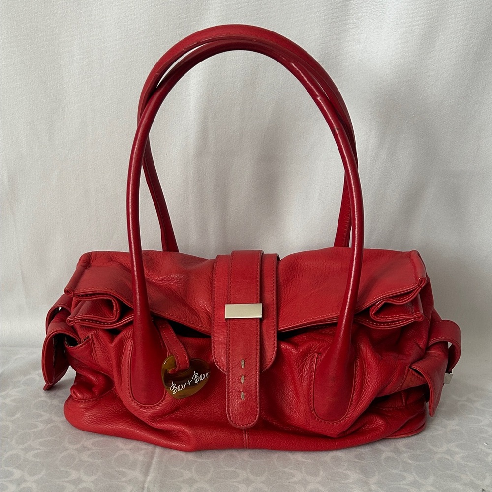 Barr + Barr Luxurious Red Leather Double Handle Travel Tote Bag Purse 🌺🌺